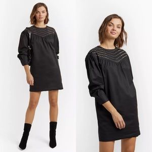 NW Rebecca Minkoff Jackson Dress Size XS Black Puff Sleeves Oversize Beaded